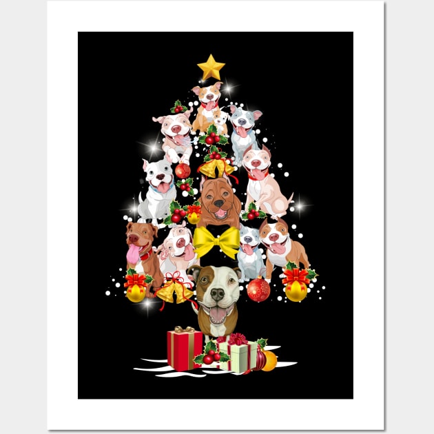 Merry Pitmas Christmas Tree Wall Art by TeeSky